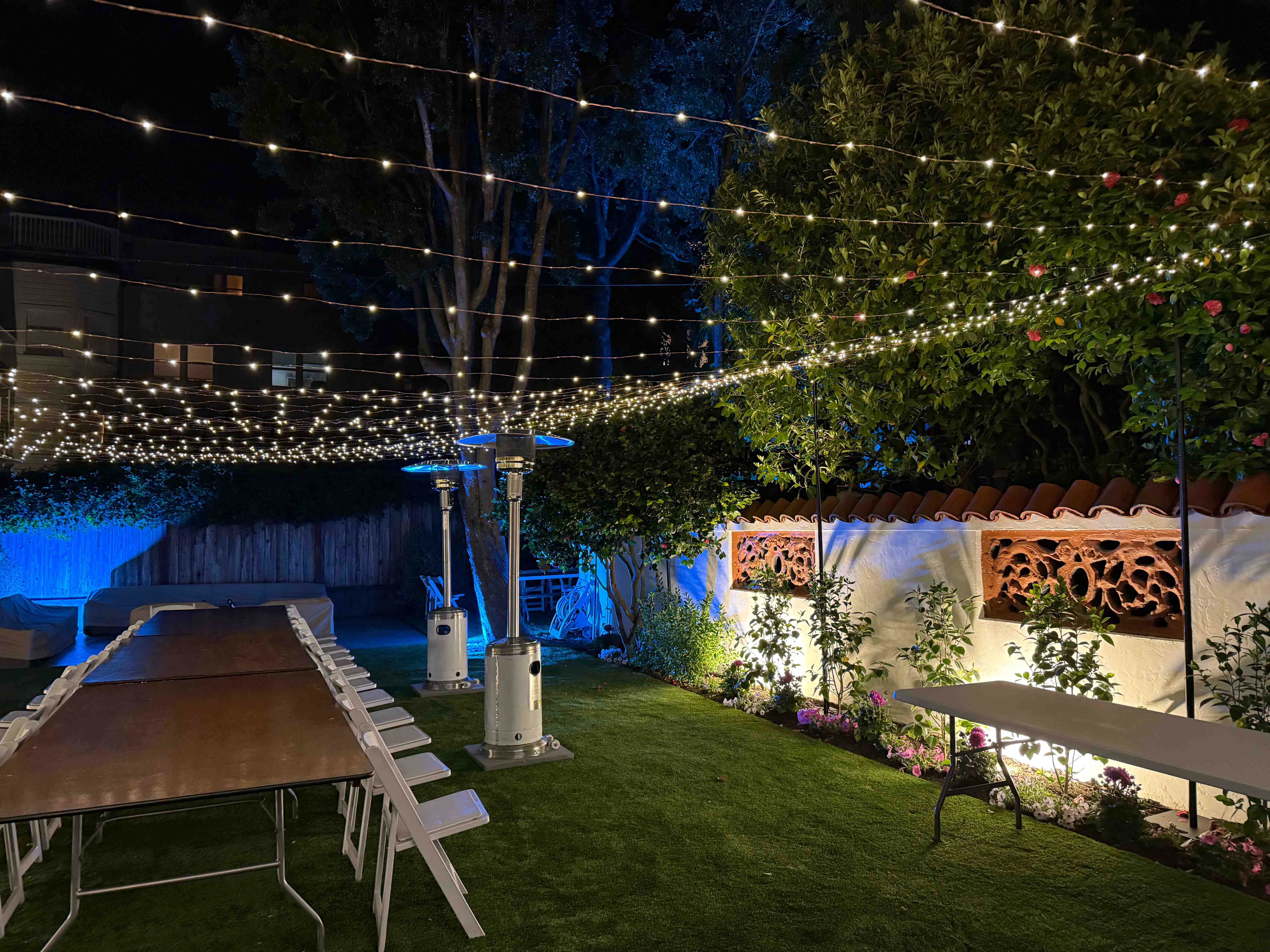 Silicon Valley Lights - Premium event lighting installation with string lights and uplighting
